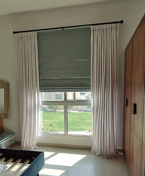 Elegant Dual-Panel Roman and Curtain Set