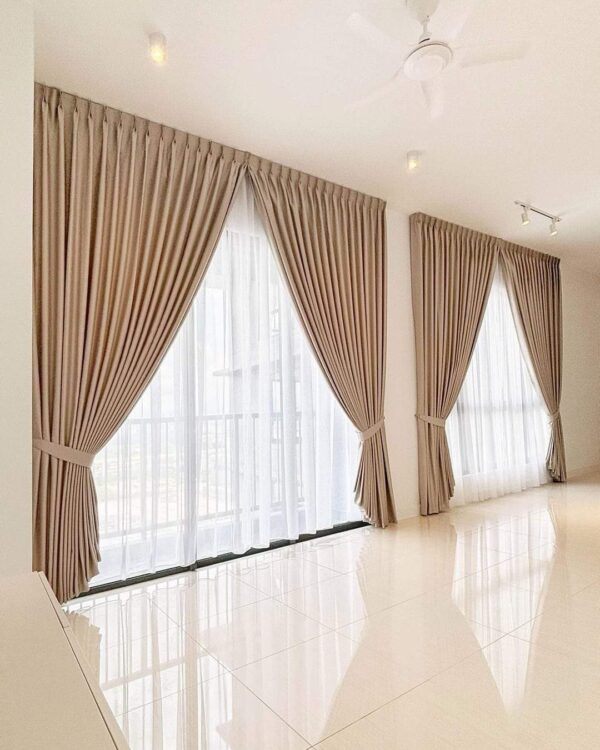Elegant Pleated Curtains with Sheer Liner