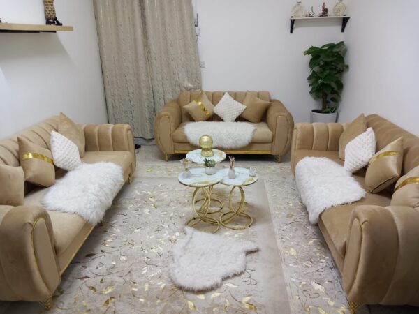 Luxury Velvet Sofa Set with Gold Accents