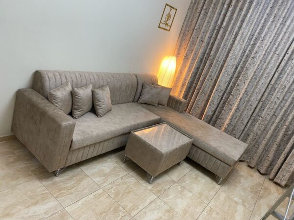 Contemporary L-Shaped Velvet Sofa