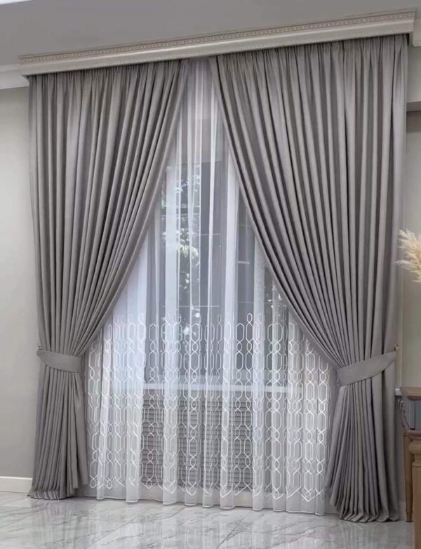 Elegant Sheer and Draped Curtain Set