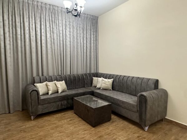 Modern Grey Velvet Sectional Sofa